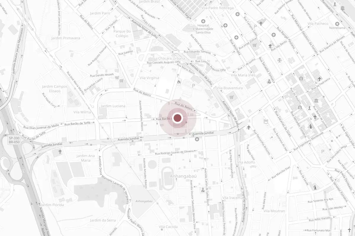 Mapa da região do consultório, na Rua Barão de Teffé, em Jundiaí
